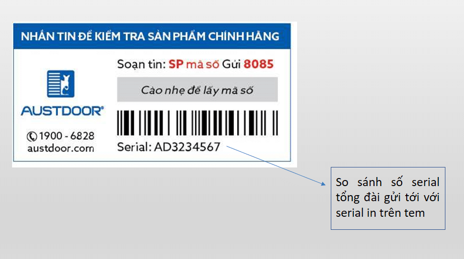 tem bảo hành điện tử Austdoor