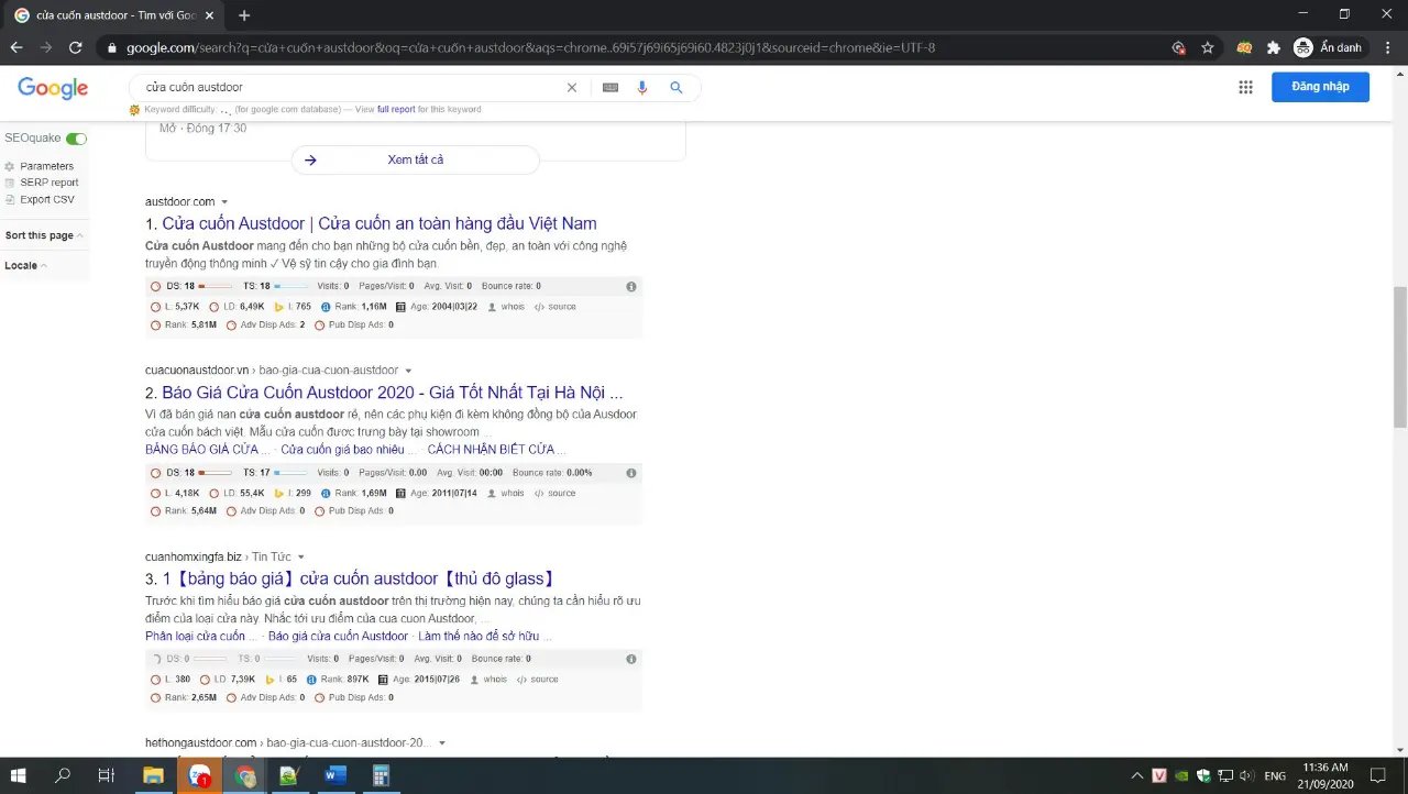 Tìm kiếm đơn vị cung cấp trên google