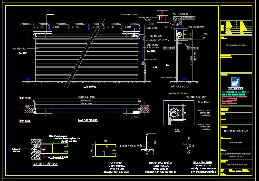 bản vẽ cad cửa cuốn siêu trường
