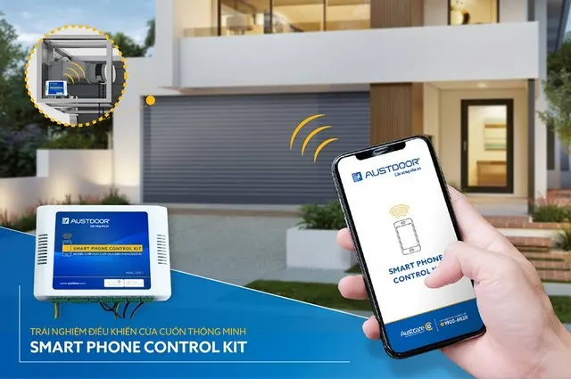 Đóng mở cửa cuốn bằng điện thoại